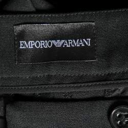 Pre Owned Emporio Armani Black Wool Trousers M