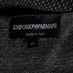 Pre Owned Emporio Armani Grey Wool Knot Detailed Front Sleeveless Top S