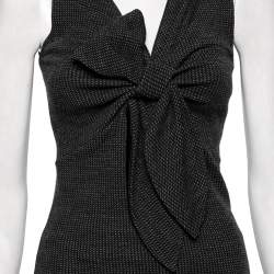 Pre Owned Emporio Armani Grey Wool Knot Detailed Front Sleeveless Top S