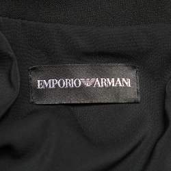 Pre Owned Emporio Armani Black Crepe High Neck Sleeveless Midi Dress L