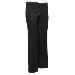 Pre Owned Emporio Armani Black Wool Straight Fit Trousers M