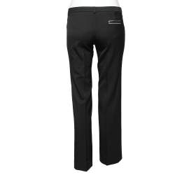 Pre Owned Emporio Armani Black Wool Straight Fit Trousers M