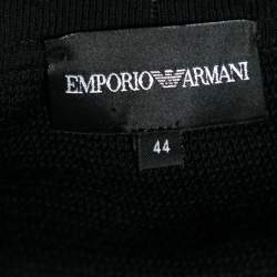 Pre Owned Emporio Armani Black & Blue Printed Silk Paneled Knit Cardigan M