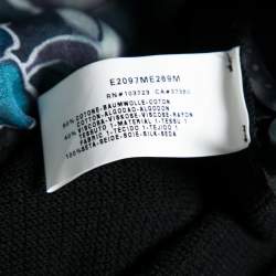 Pre Owned Emporio Armani Black & Blue Printed Silk Paneled Knit Cardigan M