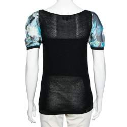 Emporio Armani Black Knit Puff Sleeve Top M