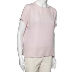 Pre Owned Emporio Armani Powder Pink Crepe Silk Blouse M