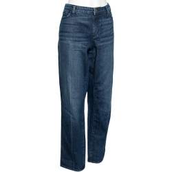 Pre Owned Emporio Armani J15 Navy Blue Denim Girl Fit Jeans L