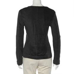 Pre Owned Emporio Armani Grey Terry Zip Front Jacket M