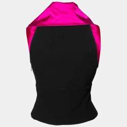 Pre Owned Emporio Armani Black and Pink Wool Top M