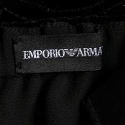 Emporio Armani Black Velvet Sequin Embellished Sleeveless Dress S