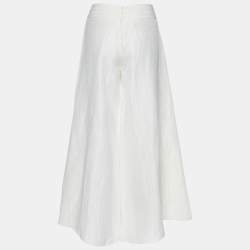 Pre Owned Emporio Armani Off White Striped Linen Wide Leg Culottes M