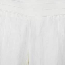 Pre Owned Emporio Armani Off White Striped Linen Wide Leg Culottes M