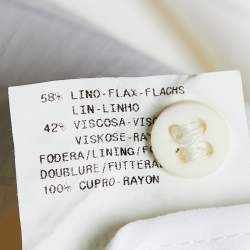 Pre Owned Emporio Armani Off White Striped Linen Wide Leg Culottes M