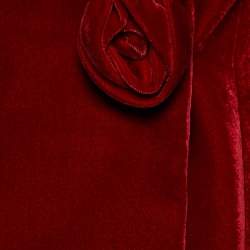 Pre Owned Emporio Armani Red Velvet Rose Appliqued Jacket & Pant Set M