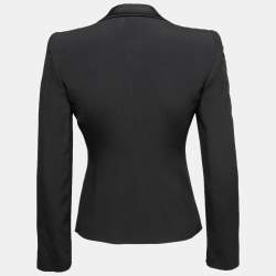 Pre Owned Emporio Armani Black Acetate Side Bow Long Sleeve Blazer S