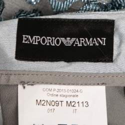 Emporio Armani Blue Brocade Pleat Detail Short Skirt S