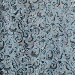 Pre Owned Emporio Armani Blue Brocade Pleat Detail Short Skirt S