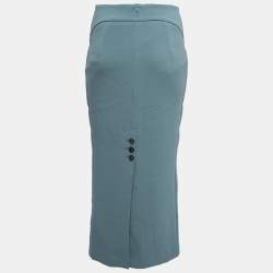 Pre Owned Emporio Armani Blue Crepe Midi Pencil Skirt S