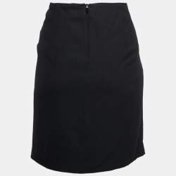 Pre Owned Emporio Armani Black Crepe Pleat Detail Short Skirt M
