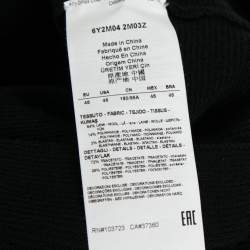 Pre Owned Emporio Armani Black Wool Knit Velvet Trimmed Turtle Neck Sweater L