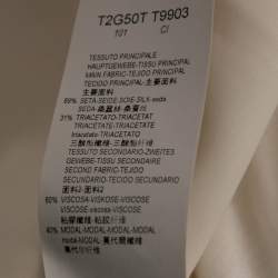 Pre Owned Emporio Armani Cream Crepe & Silk Knit Paneled Button Front Jacket M 