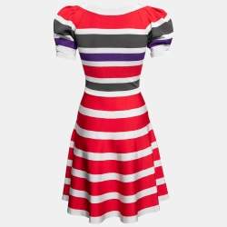 Pre Owned Emporio Armani Multicolor Striped Knit Flared Dress S
