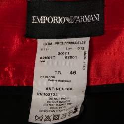 Pre Owned Emporio Armani Black & Red Wool & Silk Short Skirt L