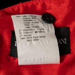 Pre Owned Emporio Armani Black & Red Wool & Silk Short Skirt L