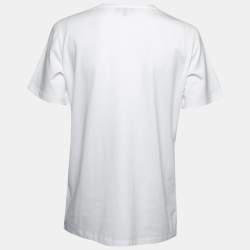Pre Owned Emporio Armani White Printed Cotton Short Sleeve T-Shirt L