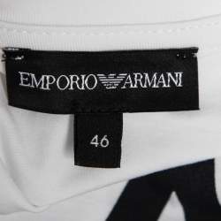 Pre Owned Emporio Armani White Printed Cotton Short Sleeve T-Shirt L