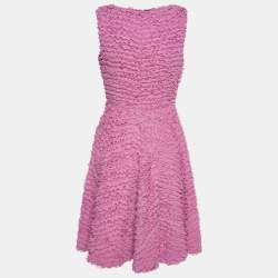 Pre Owned Emporio Armani Pink Ruffled Crepe Sleeveless Dress S