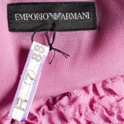Pre Owned Emporio Armani Pink Ruffled Crepe Sleeveless Dress S