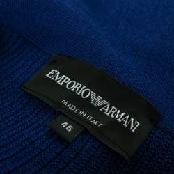 Pre Owned Emporio Armani Blue Knit Pleated Flared Mini Skirt L