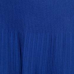Pre Owned Emporio Armani Blue Knit Pleated Flared Mini Skirt L