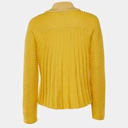 Pre Owned Emporio Armani Yellow Wool Zip Front Cardigan L