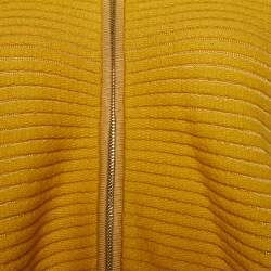 Pre Owned Emporio Armani Yellow Wool Zip Front Cardigan L