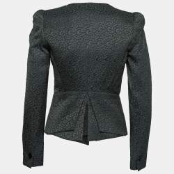 Pre Owned Emporio Armani Black Jacquard Single Breasted Blazer S