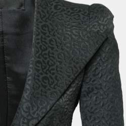 Pre Owned Emporio Armani Black Jacquard Single Breasted Blazer S