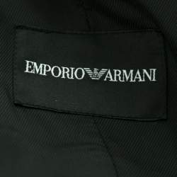 Pre Owned Emporio Armani Black Jacquard Single Breasted Blazer S