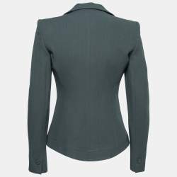 Pre Owned Emporio Armani Dark Green Wool Crepe Single Breasted Blazer S