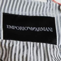 Pre Owned Emporio Armani Cream Knit Pocketed Button Front Jacket S