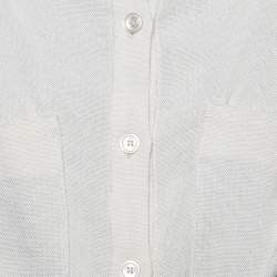 Pre Owned Emporio Armani Cream Knit Pocketed Button Front Jacket S