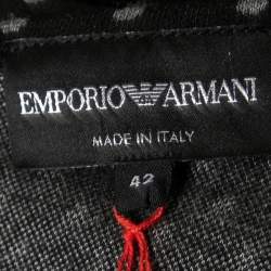 Pre Owned Emporio Armani Black Knit Polka Dots Ruffle Detail Midi Dress M