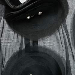 Pre Owned Emporio Armani Black Tulle Floral Appliqued Gathered Waist Top M