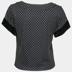 Pre Owned Emporio Armani Black Polka Dots Printed Knit Tank Top S