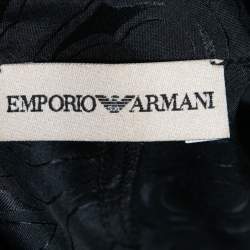 Pre Owned Emporio Armani Black Printed Silk Button Front Top M