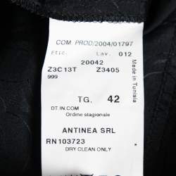 Pre Owned Emporio Armani Black Printed Silk Button Front Top M