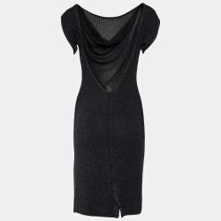 Pre Owned Emporio Armani Black/Grey Knit Dress S