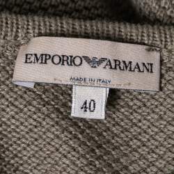 Pre Owned Emporio Armani Olive Green Knit Sleeveless Top S