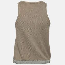 Pre Owned Emporio Armani Olive Green Knit Sleeveless Top S